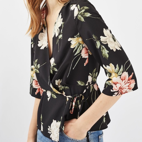 Topshop Tops - Floral Wrap Top